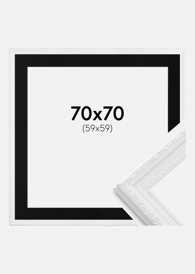 Cadre Abisko Blanc 70x70 cm - Passe-partout Noir 60x60 cm