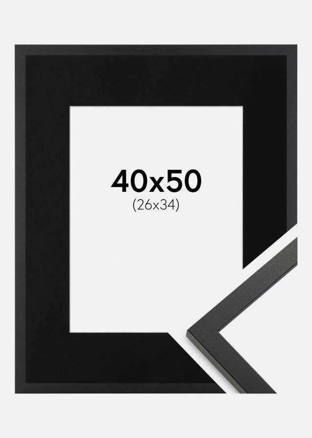 Cadre Trendy Noir 40x50 cm - Passe-partout Noir 27x35 cm