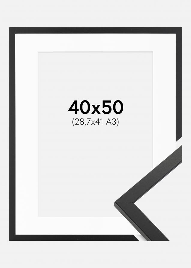 Cadre Trendy Noir 40x50 cm - Passe-partout Blanc 29,7x42 cm (A3)
