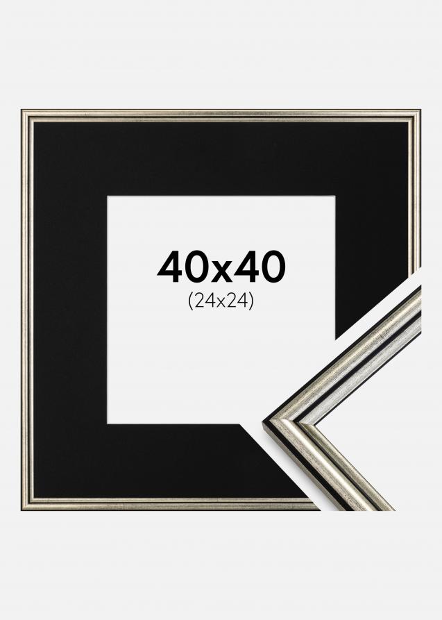 Cadre Horndal Argent 40x40 cm - Passe-partout Noir 25x25 cm