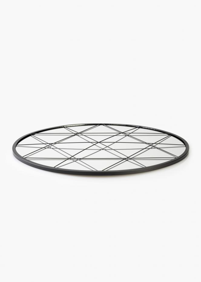 KAILA Miroir rond Triangles - Noir diamtre 55 cm