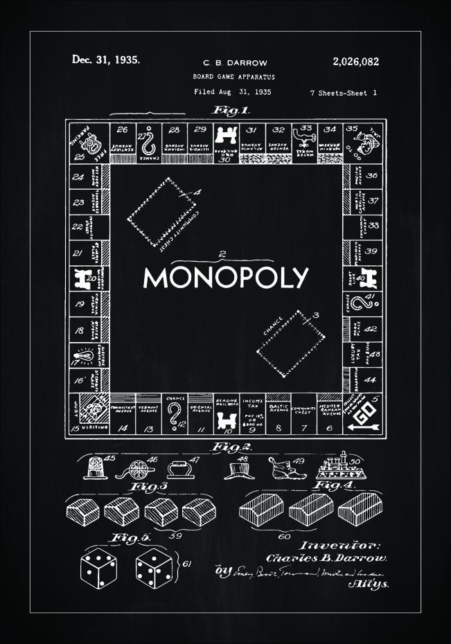 Dessin de brevet - Monopoly I - Noir Poster