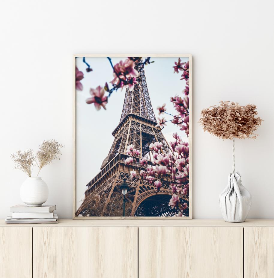 Eiffel Tower Blossoms Poster