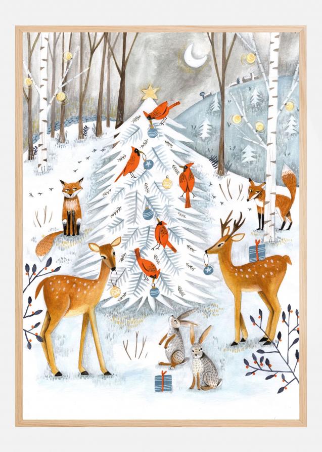 Christmas in the winter animal forest Poster