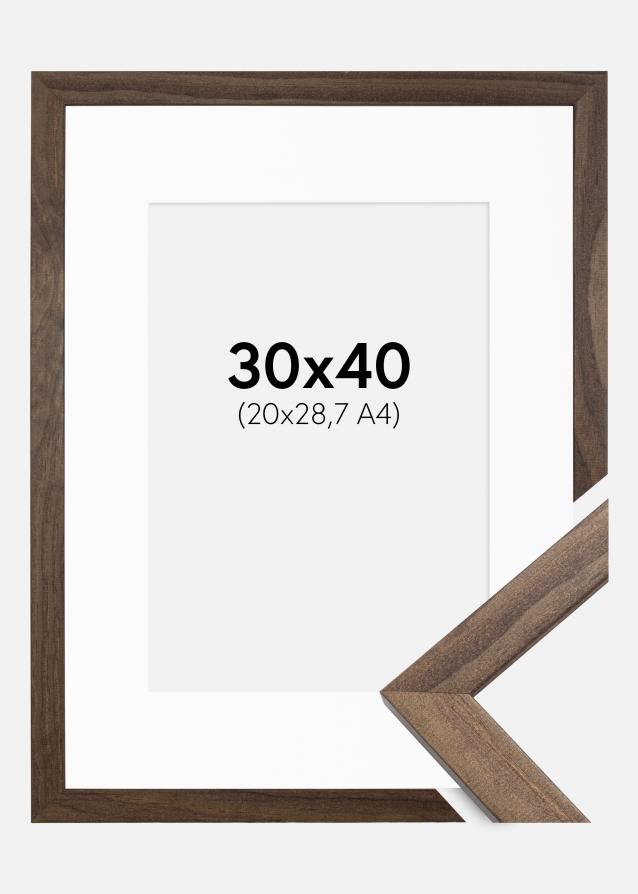 Cadre Stilren Noyer 30x40 cm - Passe-partout Blanc 21x29,7 cm (A4)