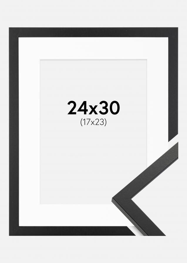 Cadre Trendy Noir 24x30 cm - Passe-partout Blanc 18x24 cm