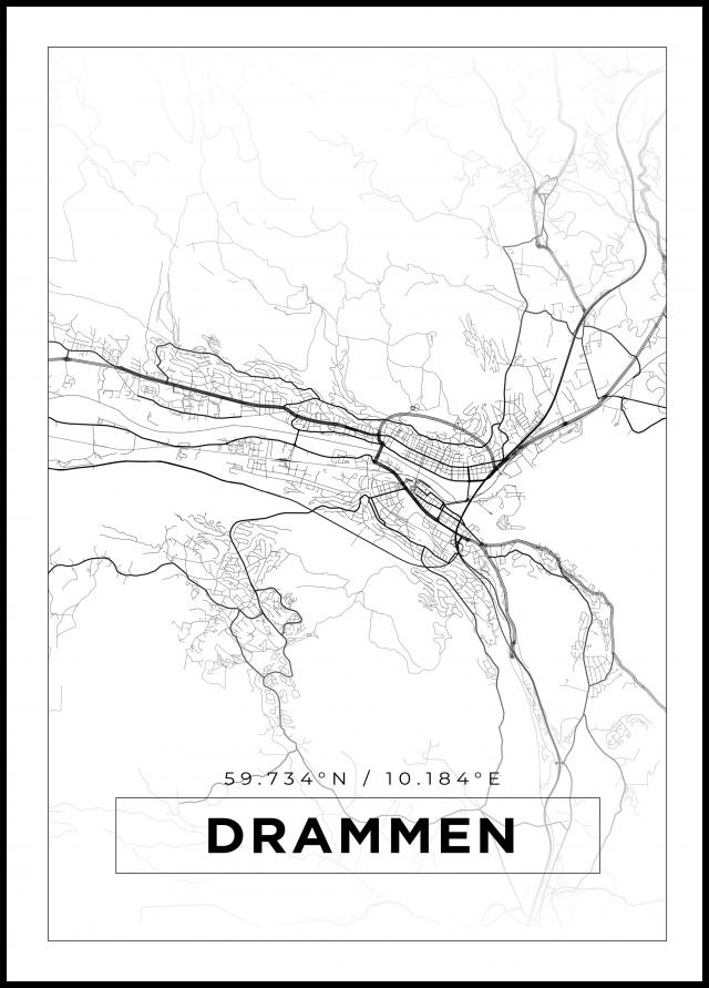 Map - Drammen - White