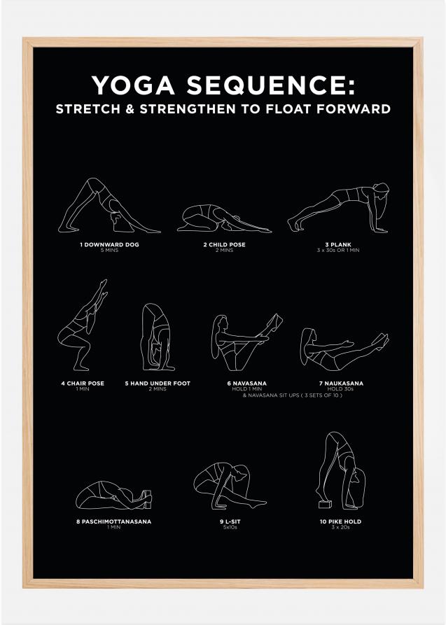 Yoga Sequence - Stretch & Strengthen To Float Forward - Black Poster