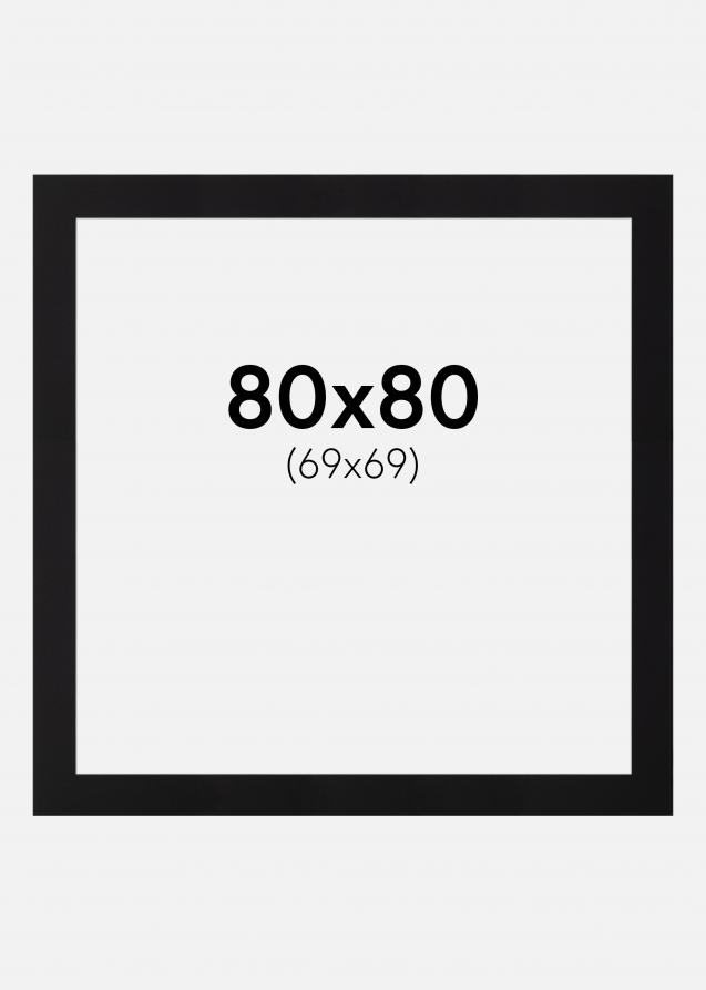 Passe-partout Noir Standard (noyau blanc) 80x80 cm (69x69)
