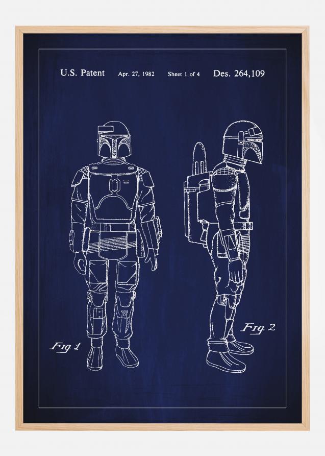 Dessin de brevet - Star Wars - Boba Fett - Bleu Poster