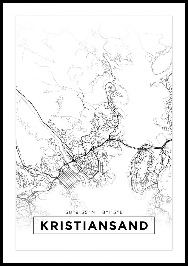 Map - Kristiansand - White