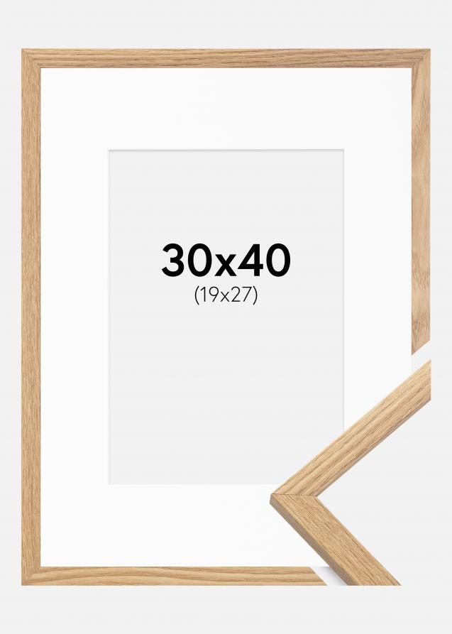 Cadre Trendy Chêne 30x40 cm - Passe-partout Blanc 20x28 cm