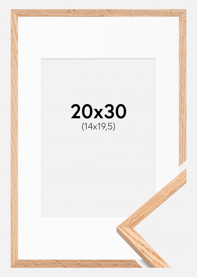 Cadre Mince Chêne 20x30 cm - Passe-partout Blanc 15x21 cm (A5)