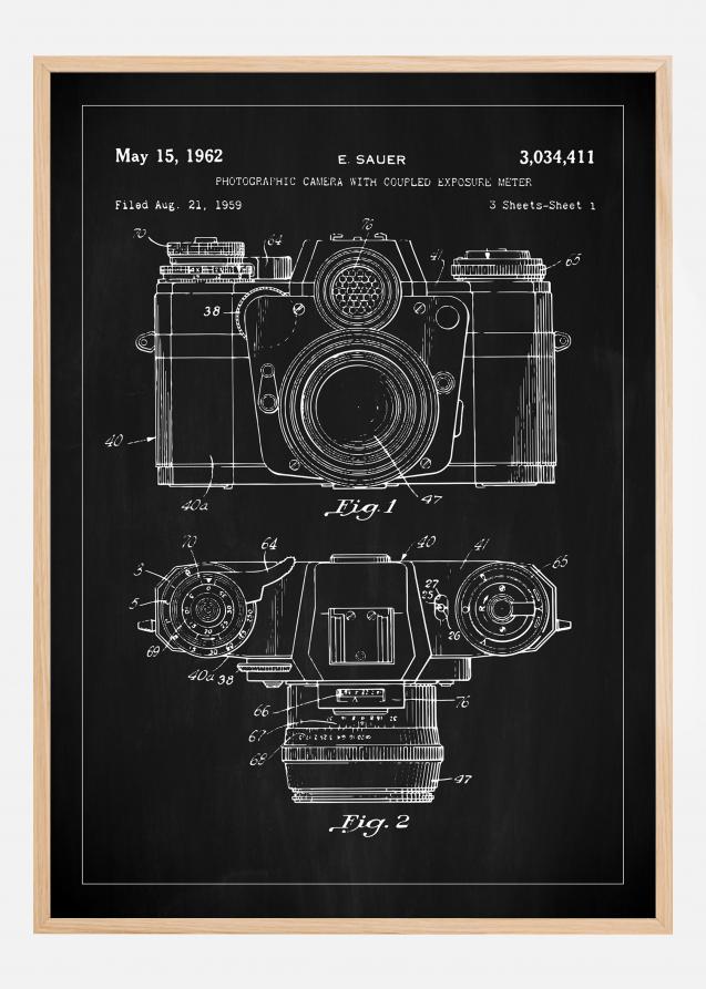 Dessin de brevet - Caméra I - Noir Poster