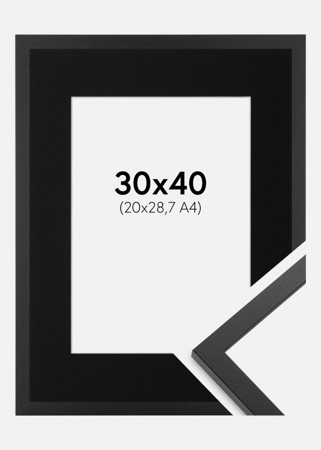 Cadre Trendy Noir 30x40 cm - Passe-partout Noir 21x29,7 cm (A4)