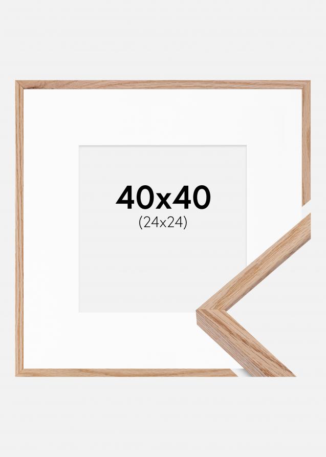 Cadre E-Line Chêne 40x40 cm - Passe-partout Blanc 25x25 cm