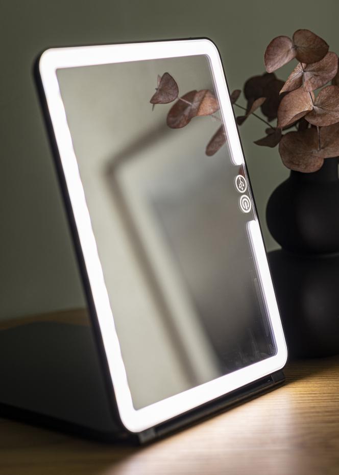 KAILA Miroir de maquillage Travel LED Rechargeable Noir 19x25 cm
