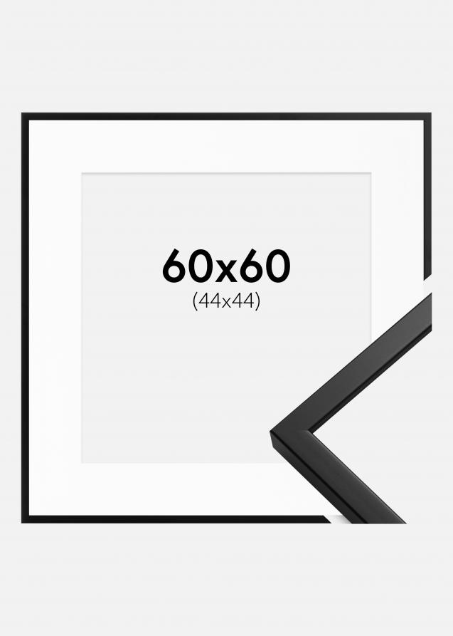 Cadre Oslo Noir 60x60 cm - Passe-partout Blanc 45x45 cm