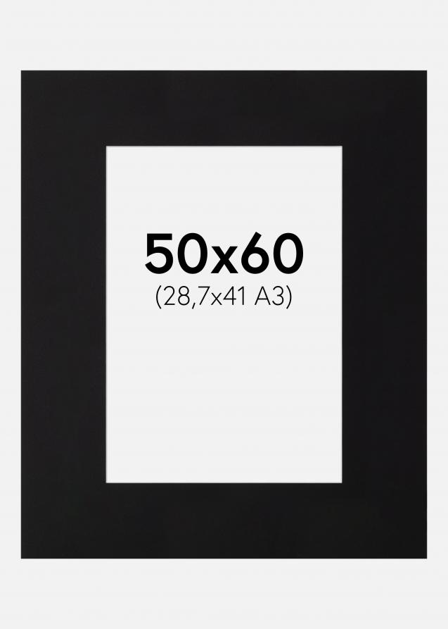 Passe-partout XL Noir (noyau blanc) 50x60 cm (28,7x41 - A3)