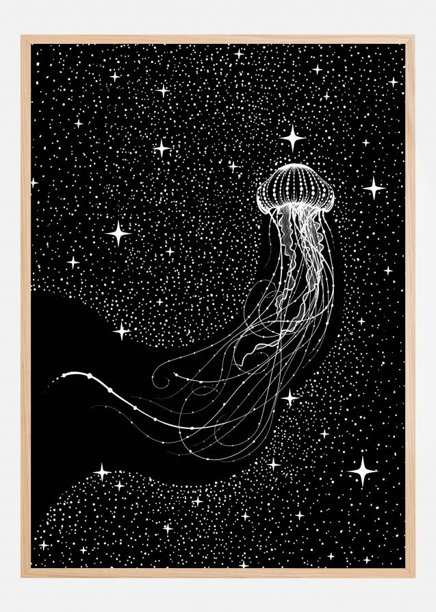Starry Jellyfish (Black Version) Poster
