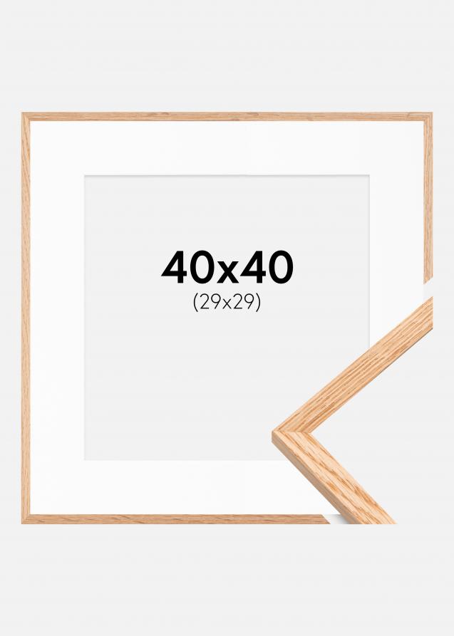 Cadre Mince Chêne 40x40 cm - Passe-partout Blanc 30x30 cm