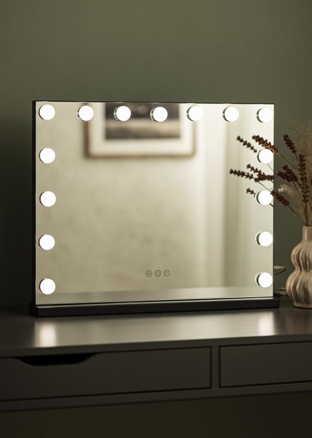 KAILA Miroir de maquillage Hollywood 15 Noir 58x46 cm