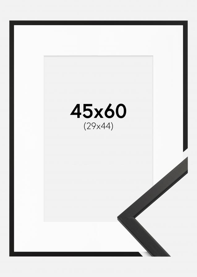 Cadre Edsbyn Verre acrylique Noir 45x60 cm - Passe-partout Blanc 30x45 cm
