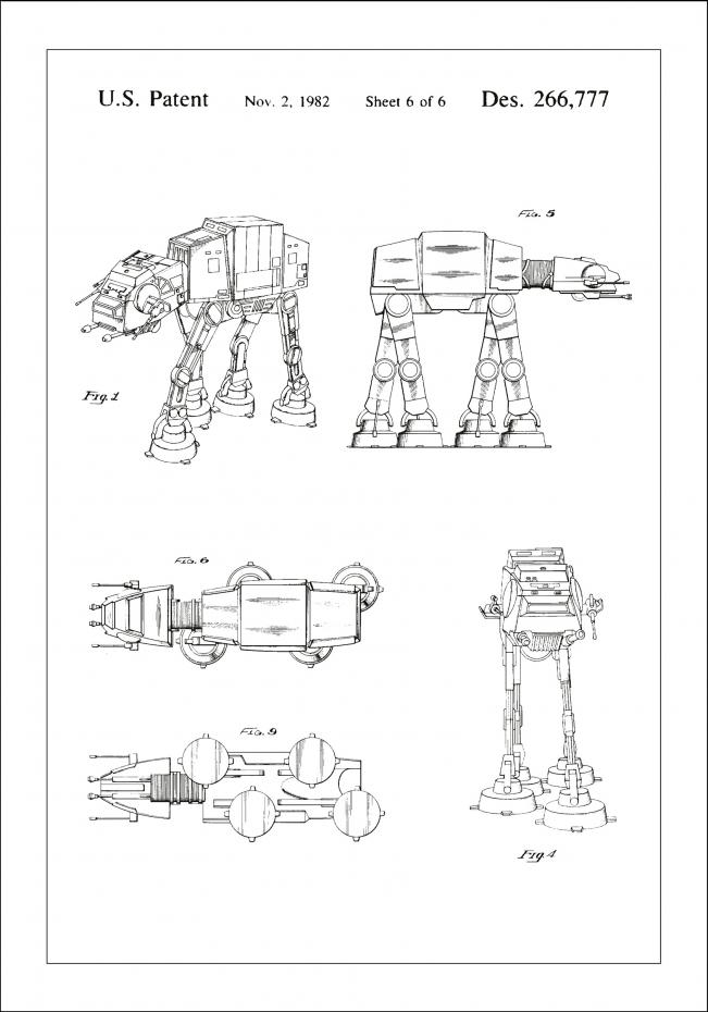 Dessin de brevet - Star Wars - Walker - Blanc Poster