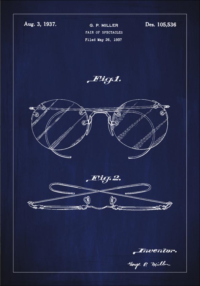 Dessin de brevet - Lunettes A - Bleu Poster