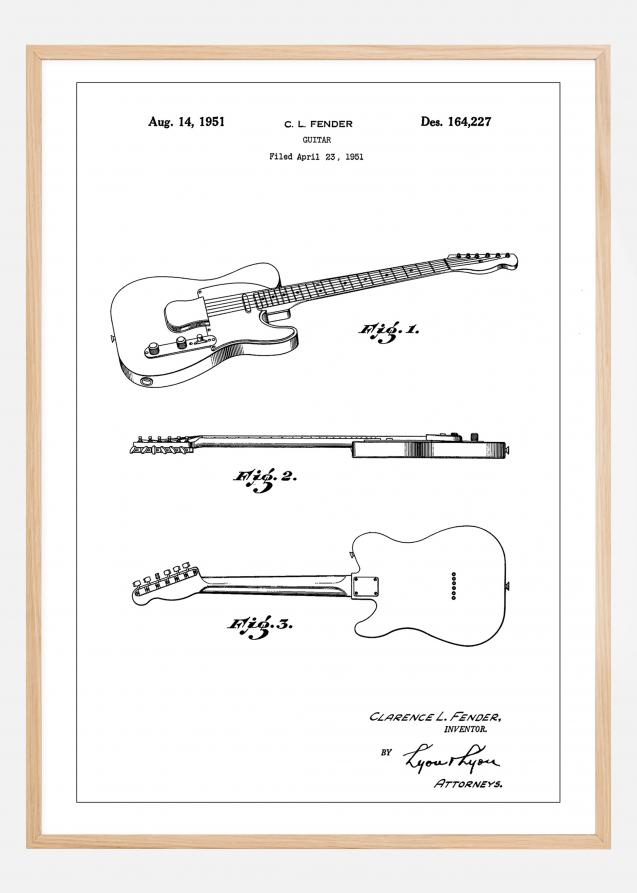 Patent Print - Guitar - White Poster