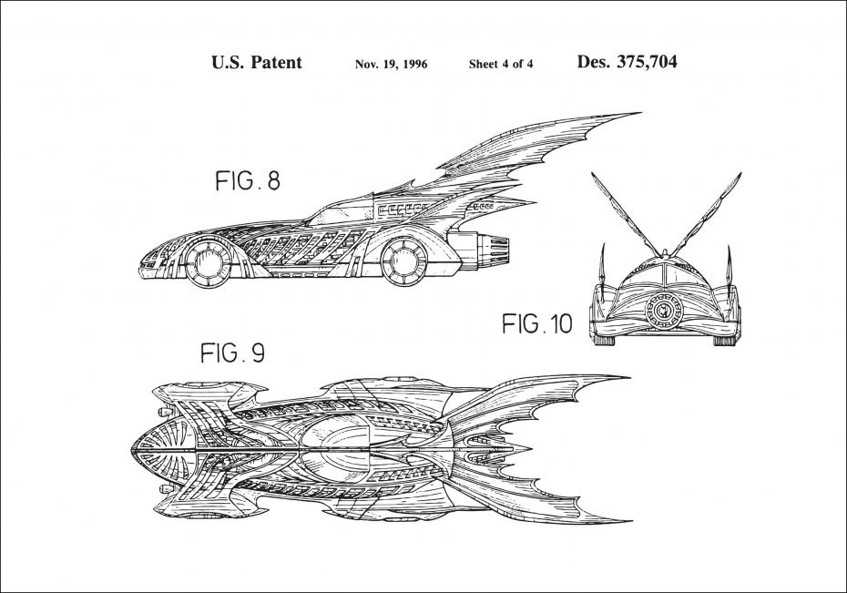 Dessin de brevet - Batman - Batmobile 1996 IIII Poster