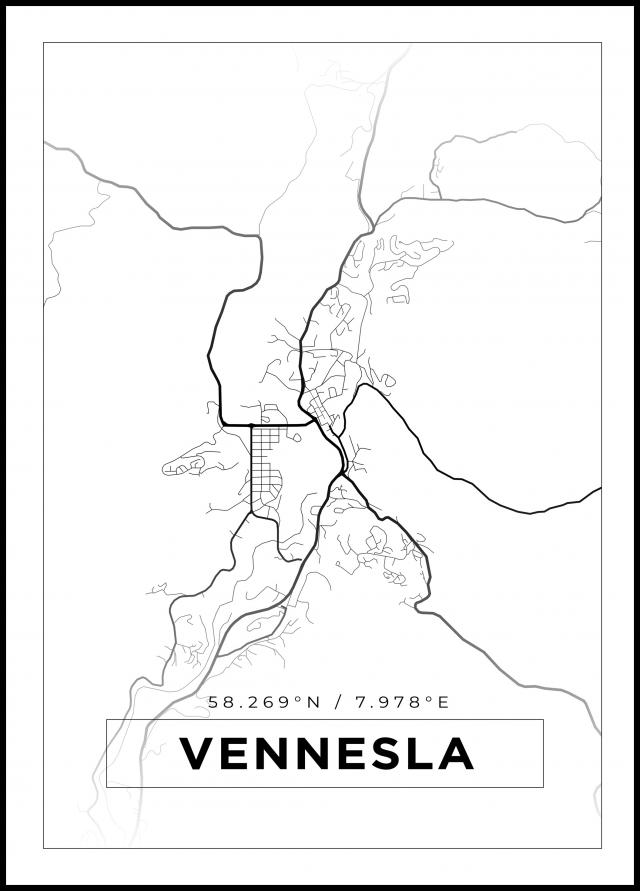 Map - Vennesla - White