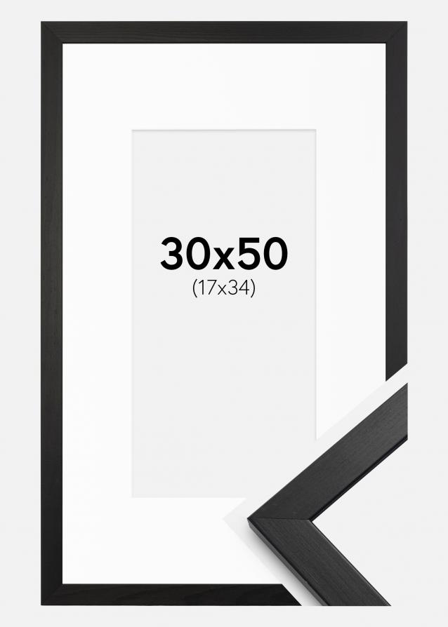 Cadre Stilren Noir 30x50 cm - Passe-partout Blanc 18x35 cm