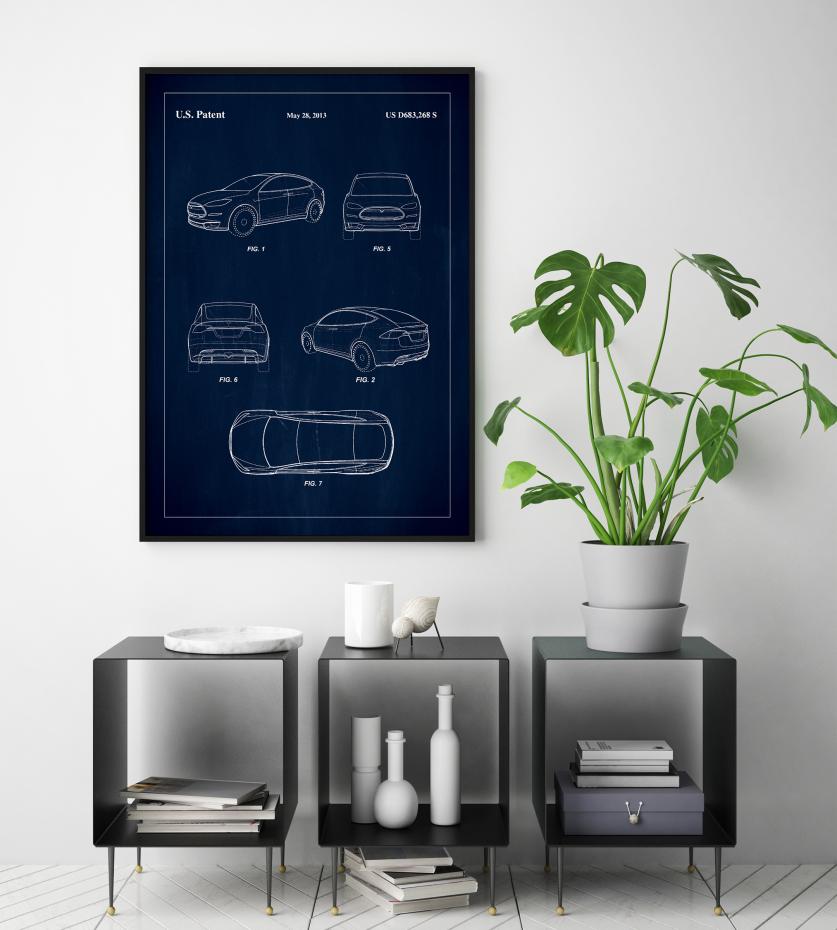 Patent Print - Tesla - Blue Poster