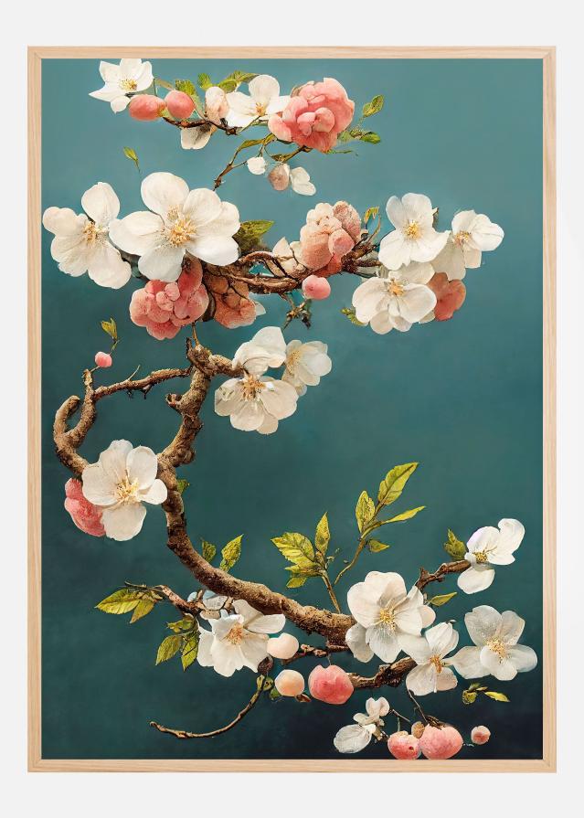 White Cherry Blossoms Poster