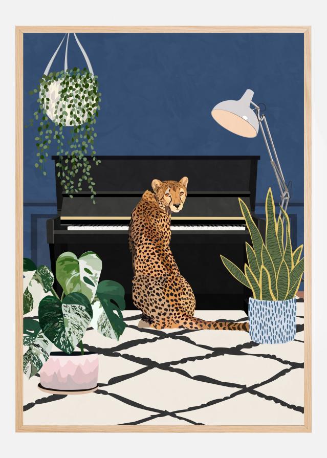 Cheetah playing piano Poster