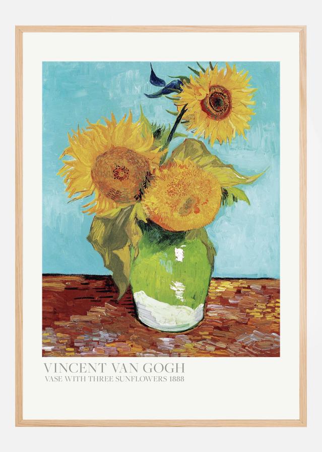 Vase With Three Sunflowers Poster