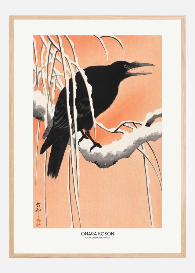 Crow On Snowy Branch Poster