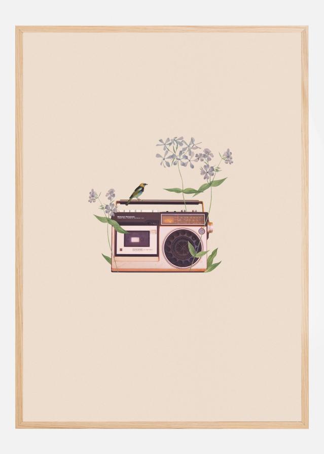 Floral vintage radio Poster