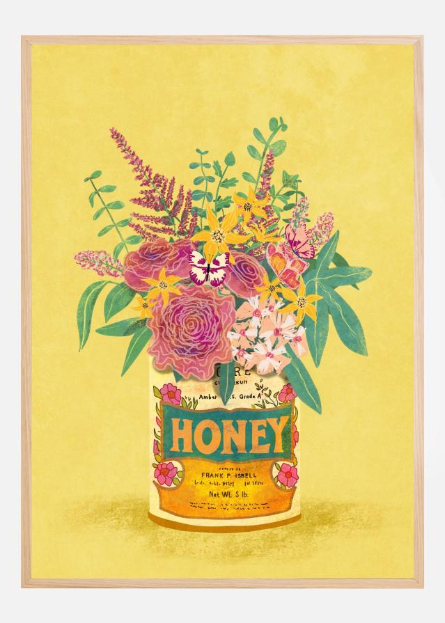 Flowers In a vintage Honey Can Poster