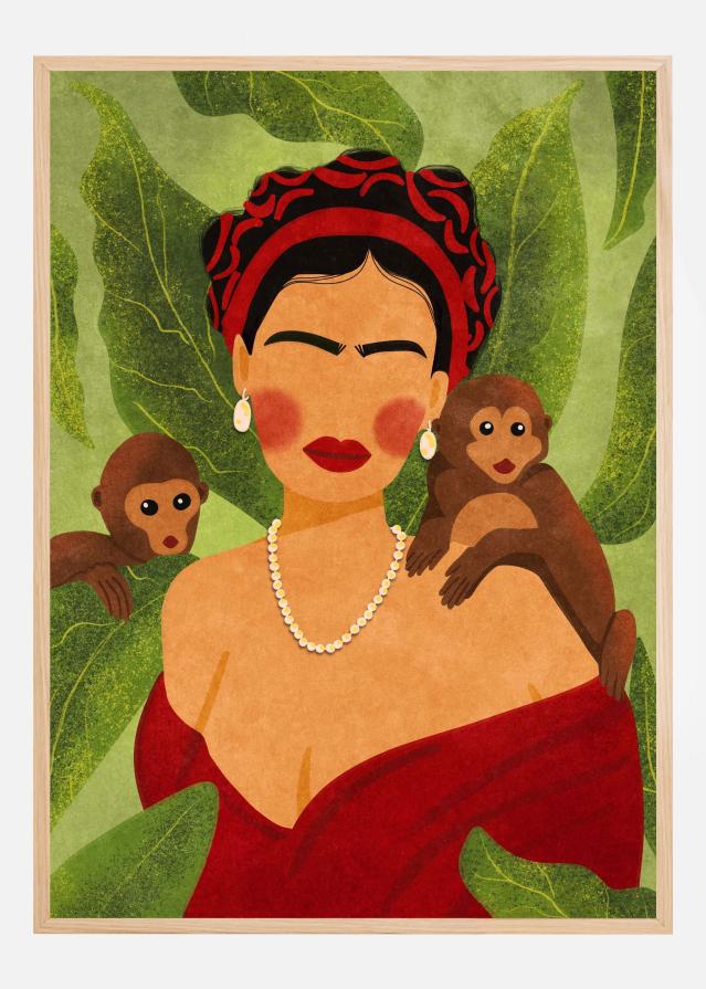 Frida and Monkeys Poster