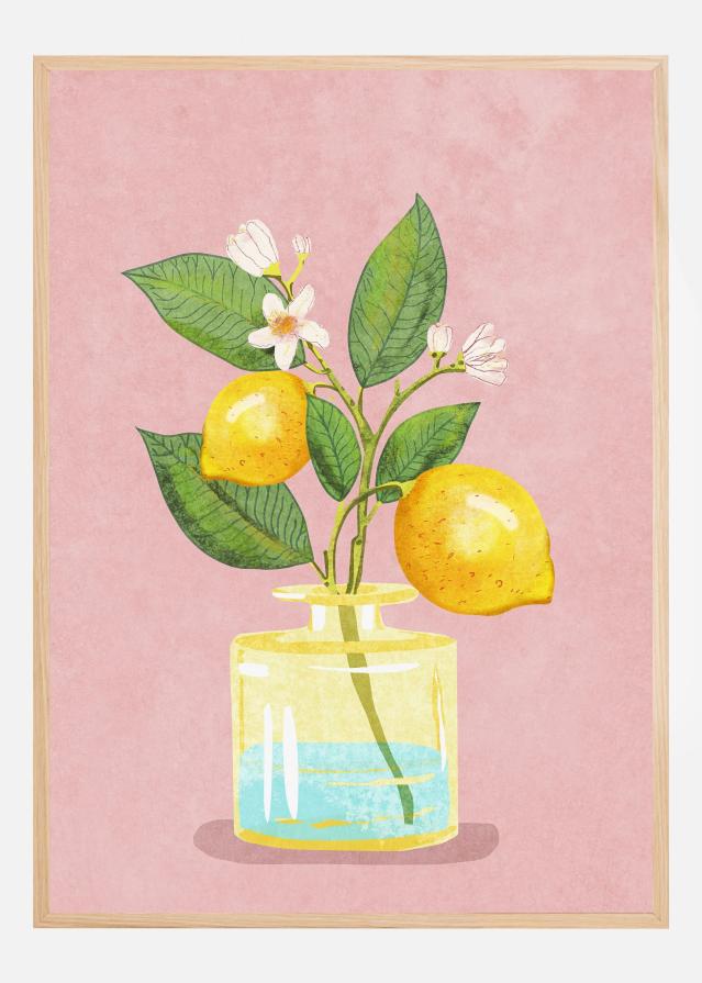 Lemon Bunch In Vase Poster