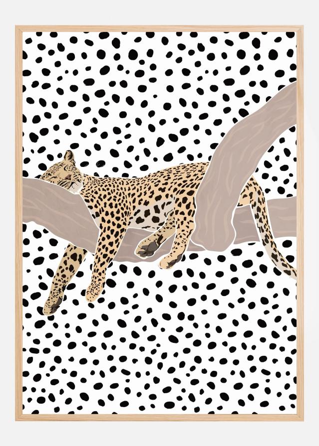 Leopard Sleeping Polkadots Poster