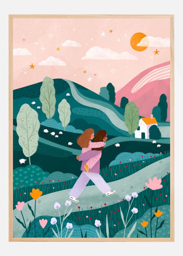 Mummy Daughter Countryside Walk Poster