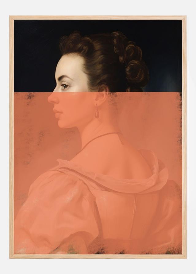 Altered Portrait of Woman Orange Modern Art Poster