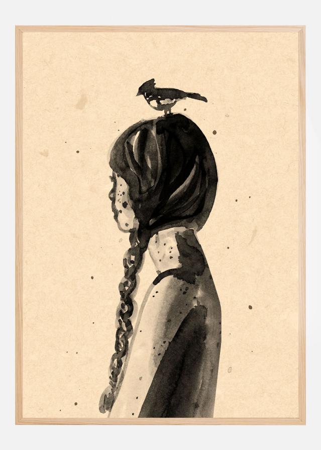 Girl with Bird Poster