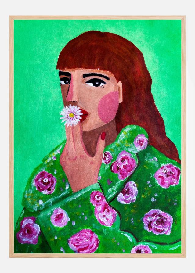 Woman Smoking a Flower Poster