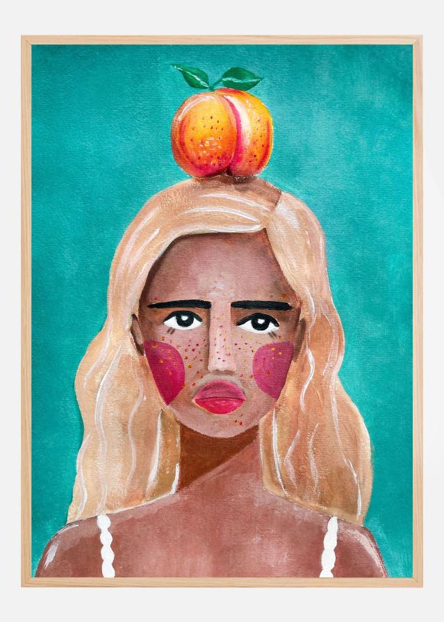 Woman With Peach Poster