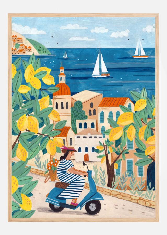 Travel woman on the Amalfi coast Poster