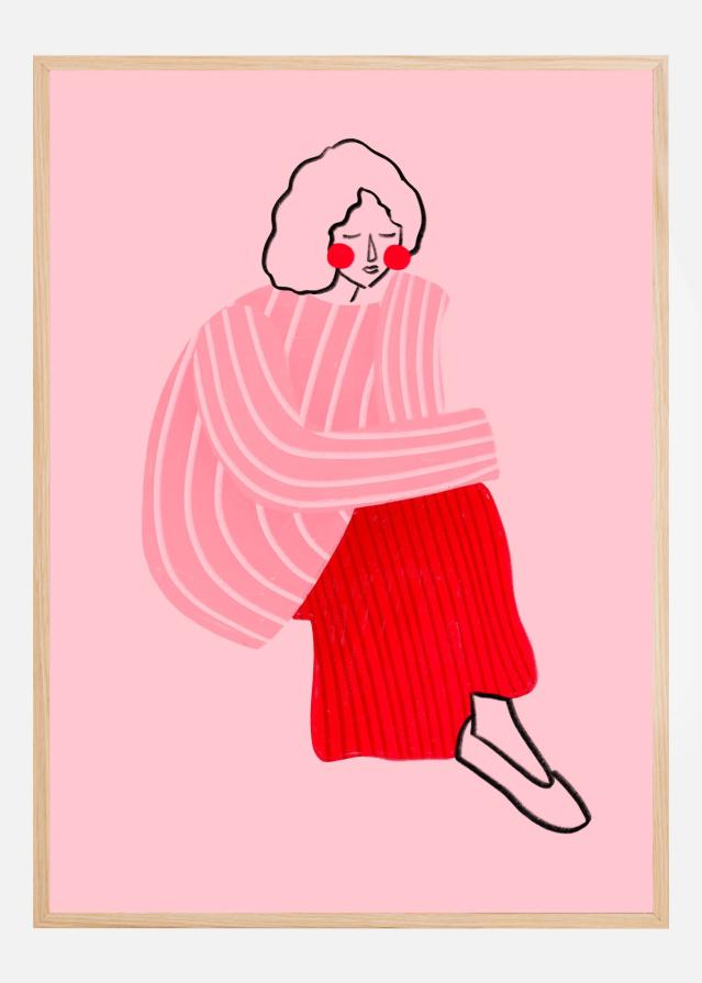 Pink and Red Line Lady Poster